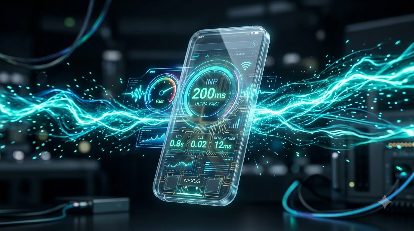2026 Core Web Vitals INP 200ms 모바일 초고속 인터랙션 홀로그램