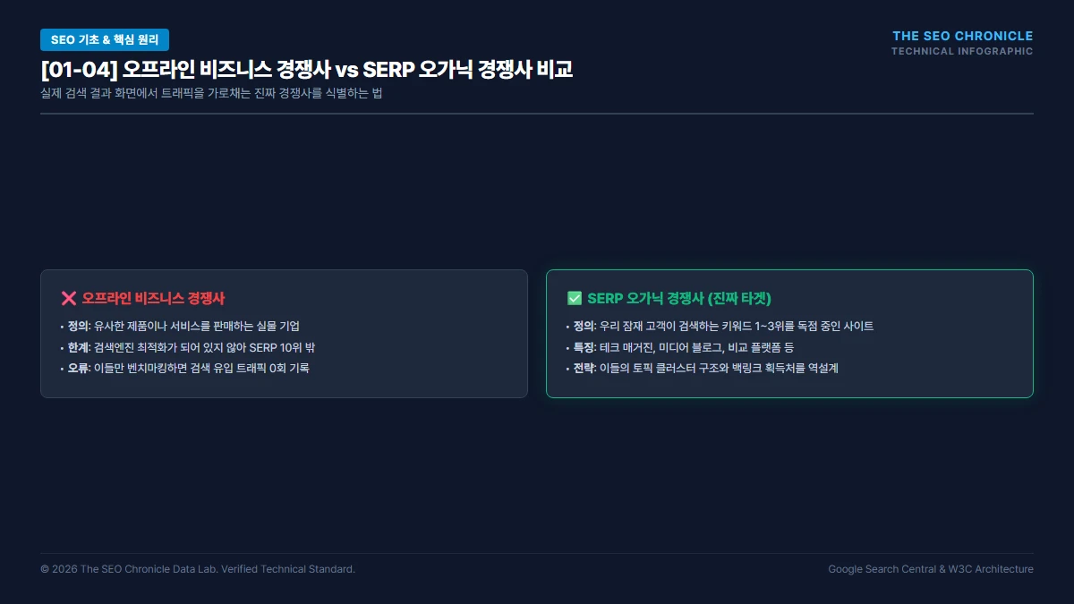 경쟁사 SEO 분석 (Competitor Analysis) 4단계 역설계 가이드 핵심 아키텍처 다이어그램