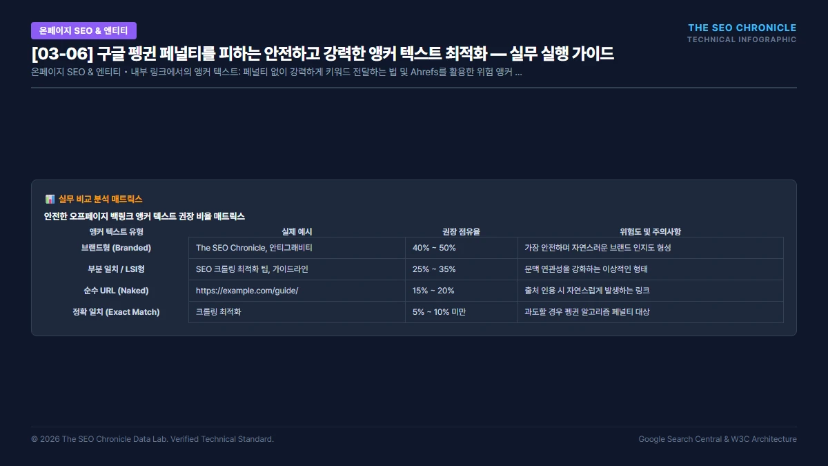 구글 펭귄 페널티를 피하는 안전하고 강력한 앵커 텍스트 최적화 실무 실행 가이드 인포그래픽