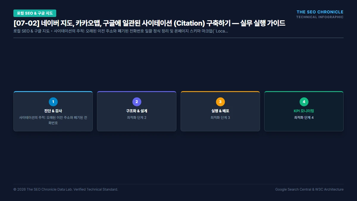 네이버 지도, 카카오맵, 구글에 일관된 사이테이션 (Citation) 구축하기 실무 실행 가이드 인포그래픽