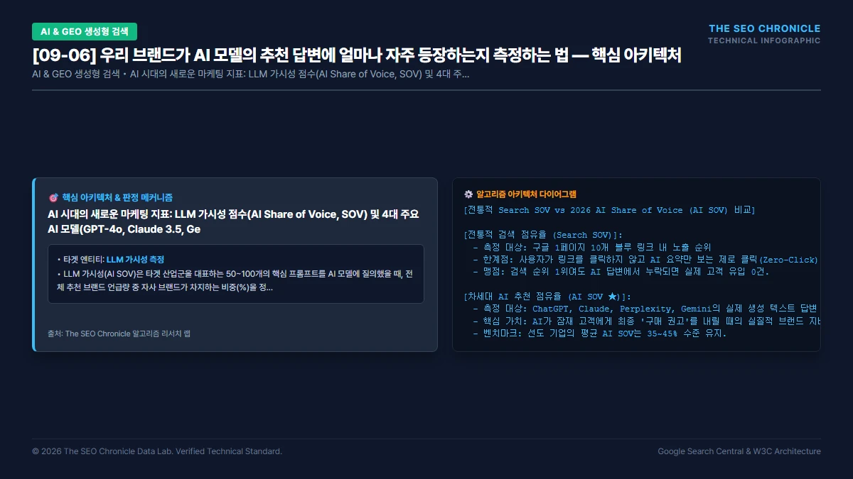 우리 브랜드가 AI 모델의 추천 답변에 얼마나 자주 등장하는지 측정하는 법 핵심 아키텍처 다이어그램