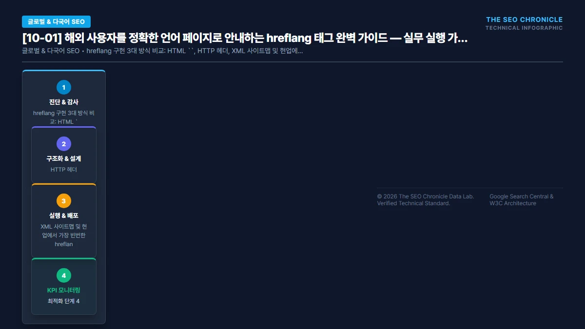 해외 사용자를 정확한 언어 페이지로 안내하는 hreflang 태그 완벽 가이드 실무 실행 가이드 인포그래픽